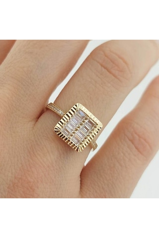 Altınbeyı Baget Taşlı Altın Yüzük 14 Ayar 2.30 Gram Abyyzk0150