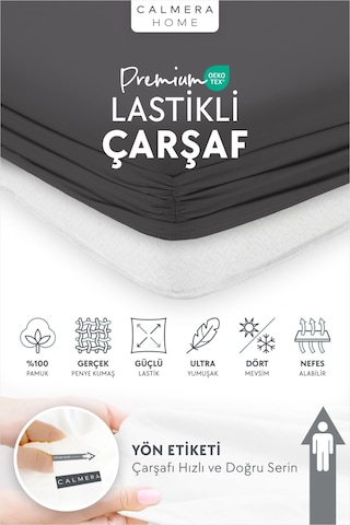 Calmera %100 Pamuk Penye Lastikli Çarşaf Tek Kişilik 90x190 - 100x200 - 120x200 Ekru