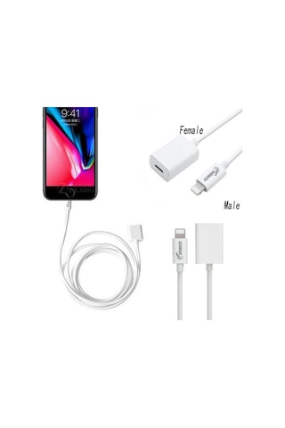 Techmaster Apple Uyumlu iOS iPhone Lightning Uzatma Kablosu 2 Metre