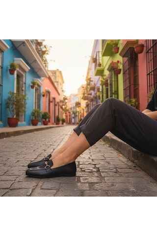 Aska Shoes Günlük Tokalı Babet 2025aska008 Siyah