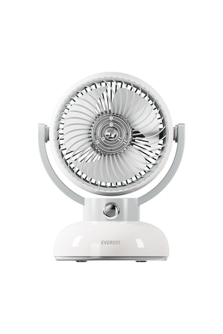 Everest Efn12, Krem, 3 Kademeli Hız, Masaüstü Kullanım, Taşınabilir, Dahili 1200mah Bataryalı, Usb Şarj Girişli, Vantilatör