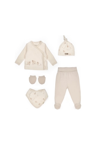 Bebek 5'li Set %100 Organic Pamuk Yenidoğan Serisi - Csy8189 Krem