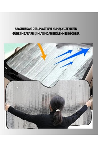 Metalize Reflektör Yüzeyli Uv Koruyucu Araç Güneşliği Serin Ve Güvenli Sürüşler İçin 06062704