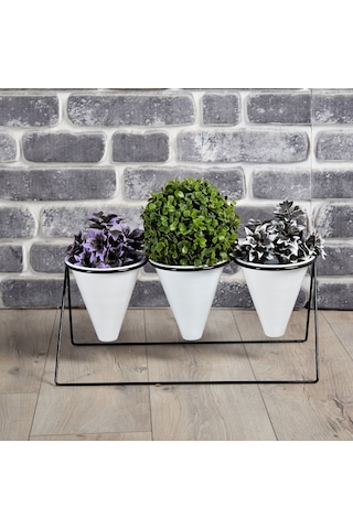 Fullreyon Vıpclass 3 Saksılı Metal Çiçek Standı - Saksılar Dahil - Vsb Diğer