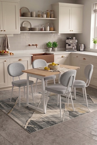 Vilinze Deniz Sandalye Biga Mdf Sabit Metal Ayak Mutfak Masası Takımı - 70x120 Cmbiga70120yr-bn-lkn01-beyaz-dnz-saçıkgri Sigma Açık Gri