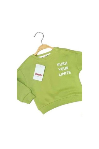 Çikoby Erkek Bebek Your Limits Yazılı Sweatshirt-13681 Yeşil