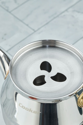 Everest 18/10 Paslanmaz Çelik Jumno Boy Çaydanlık 2 L Demlik 3,25 L Alt Hazne Krem