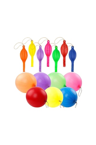 Punch Balon 100 Adet Zıpzıp Lastikli Balon Karışık Renk İpli Balon