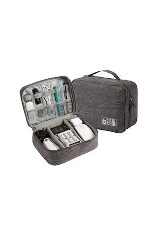 Kablo Saklama Çantası Su Geçirmez Dijital Elektronik Organizatör Gri