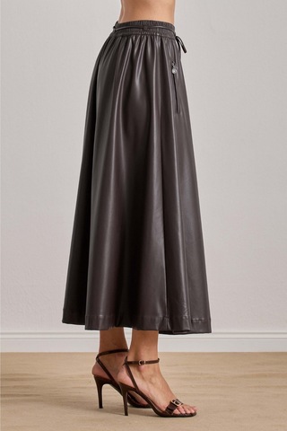 Maxi Kahverengi Deri Etek Kahverengi