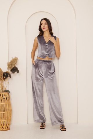 Darlin Moda Kadın Antrasit Yüksek Bel Geniş Paça Kadife Pantolon Dm3002 Antrasit