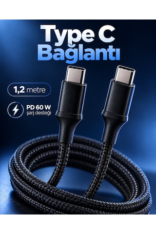 Tek Pd Destekli Type C Şarj Ve Veri Kablosu Led Işıklı Tasarım Najmaddin