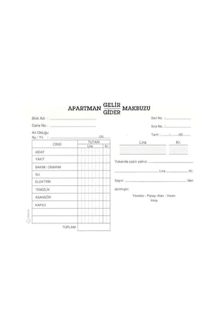 Apartman Makbuzu Otokopili 2-50 Gürmat Apartman Gelir Gider Makbu N11.590