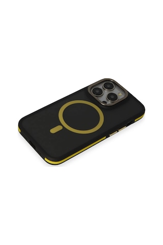 Gld-spt- Joko Apple Uyumlu iPhone 14 Pro Kılıf Rocky Magsafe Kapak - Siyah-sarı,