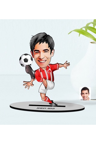 Kişiye Özel Türkiye Milli Takım Formalı Futbolcu Karikatürlü Ahşa