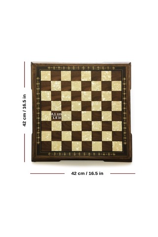 Helena Wood Art Masif Ceviz Sedefli Satranç Tablası 42 cm