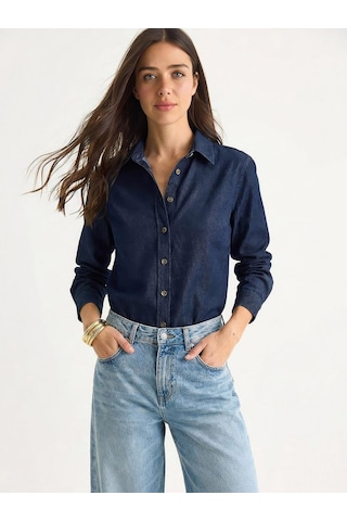 Shade Kadın Regular Fit Denim Gömlek 7513 60283940 - Lacivert