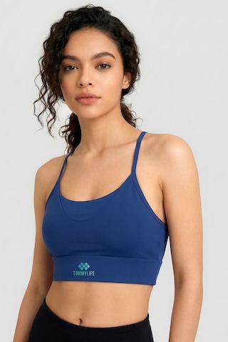 Tommy Life İndigo Standart Fit Baskılı Sırt Detaylı Kadın Spor Büstiyer - 97300
