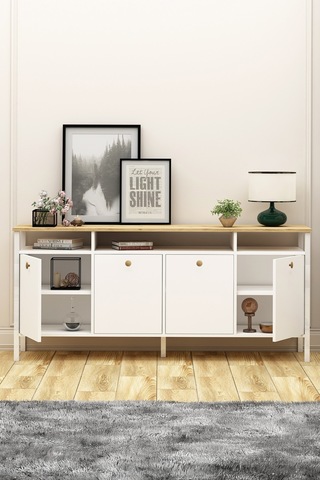 Remy Konsol Ahşap Kulplu Sepet-beyaz Sepet-beyaz