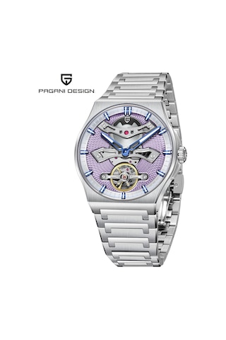 Pagani Design Pd-ys028 42mm 100m Su Geçirmez, İskelet Otomatik Safir Kristal Işıkl Full Çelik Lüks Erkek Kol Saati Mor Diğer