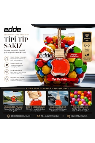 Edde Tipi Tip Sakız Kokulu Askılı Apple Araba Araç Oto Kokusu Dikiz Aynası Kokusu 001