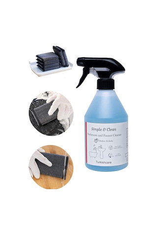 Simple & Clean Armatür, Banyo Ve Kireç Sökücü Temizleyici Sprey 500 ML + Sünger