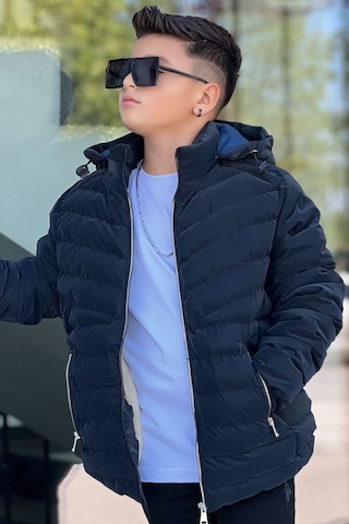 Pina Kids Erkek Çocuk Çıkarılabilir Kapüşonlu Sık Dikişli Nova Kumaş Kışlık Şişme Mont Km4016 Lacivert