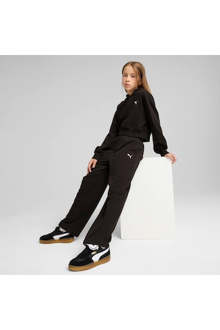 Puma Wardrobe Ess Genç Kısa Kesim Kapüşonlu Sweatshırt 629894 01 Siyah