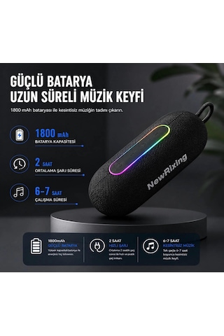 Bt 5.3 Taşınabilir Rgb Ledli Tf Kart Ve Fm Radıo Destekli Ip7x Su Geçirmez Özellikli Bluetooth Hoparlör
