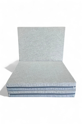 Katlanır Yer Yatağı - 90x190 10 Cm Kalınlık - Misafir Yatağı - Sünger Yatak Gri Keten