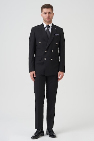 White Stone New York T2432 Slim Fit 6 Drop Kruvaze Takım Elbise Siyah-siyah Siyah