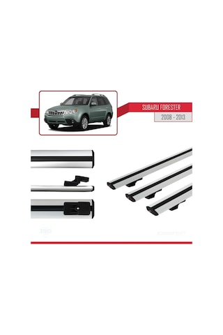 Subaru Forester 2008-2013 Arası İle Uyumlu Basic Model Ara Atkı Tavan Barı Gri 3 Adet