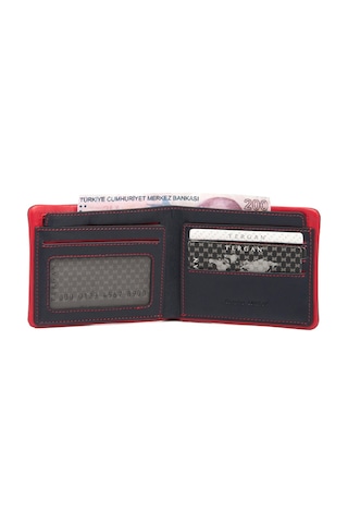 Tergan Lacivert-Kırmızı Deri Erkek Cüzdanı 01585G8O