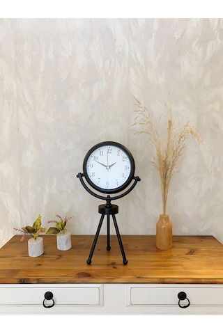 Siyah Metal Mini Tripod Masa Saati 45 26 Cm Çok Renkli