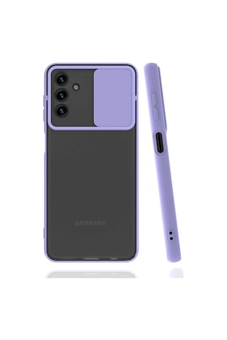 Noktaks Samsung Galaxy Uyumlu A13 5g Kılıf Slayt Sürgülü Arkası Buzlu Lensi Kapak Pembe Açık T19684