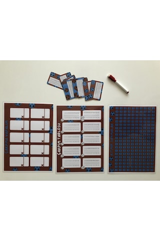 4'lü Çarpım Tablosu Seti - Kalem Hediyeli Taraftar Bordo Lacivert