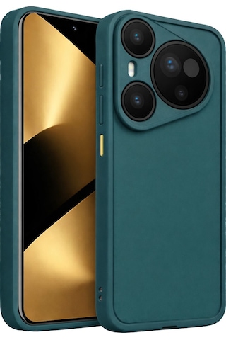 Huawei Pura 70 Pro Ve Pura 70 Pro Plus Uyumlu Kamera Çıkıntılı Mat Silikon Telefon Kılıfı Yeşil