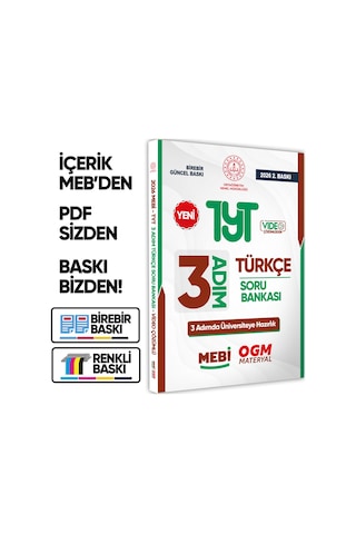 2026 TYT Mebi-ogm 3 Adım Türkçe Soru Bankası Renkli A4 Boyut Video Çözüm Baskı Ücreti