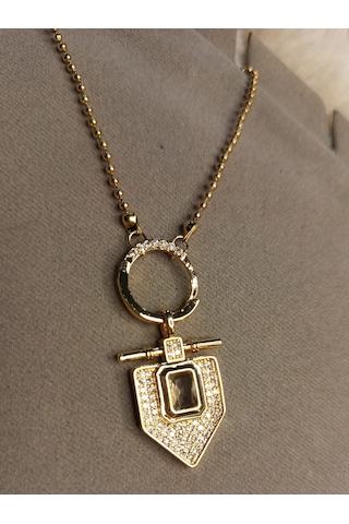 Beren Aksesuar Stainless Steel Serenay Leyla Çelik Kolye Gold