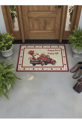 Hijyenik Kıvırcık Paspas 40x60 Cm - Islaklık Emici Kapı Önü Paspası Kırmızı