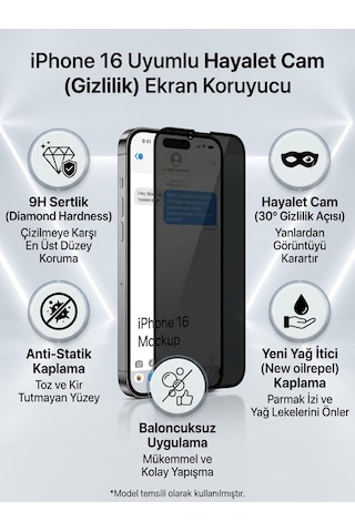 Iphone 16 Uyumlu Ekran Koruyucu Hayalet Cam
