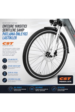 Asvıva Asvıva B12 28 Jant Elektrikli Şehir Bisikleti Li-ıon Akü 36v/14 Amp Gri