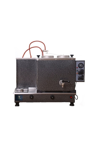 2 Gözlü Gri Boyalı Çay Ocağı Gri Çay Kazanı Elektrik + Doğalgazlı