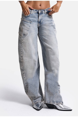 it's basic Kadın Kot Rengi 4s6-89 Low Relaxed Fit Esnek Kumaş Tasarım Denim Jean Mavi