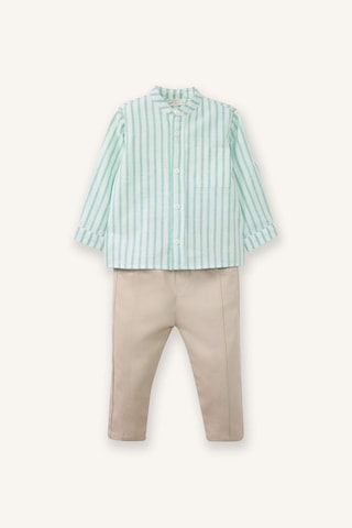 Defacto Erkek Bebek Poplin 2li Takım Çizgili Gömlek Pantolon G7103a526spgn391 Yeşil-gn391