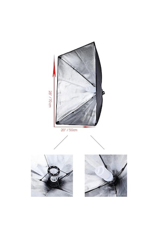 50 x 70 CM 2'li Sürekli Işık Seti Softbox + 2 x 2 M Işık Ayağı + 2 x 85 W Bluetooth Kumandalı
