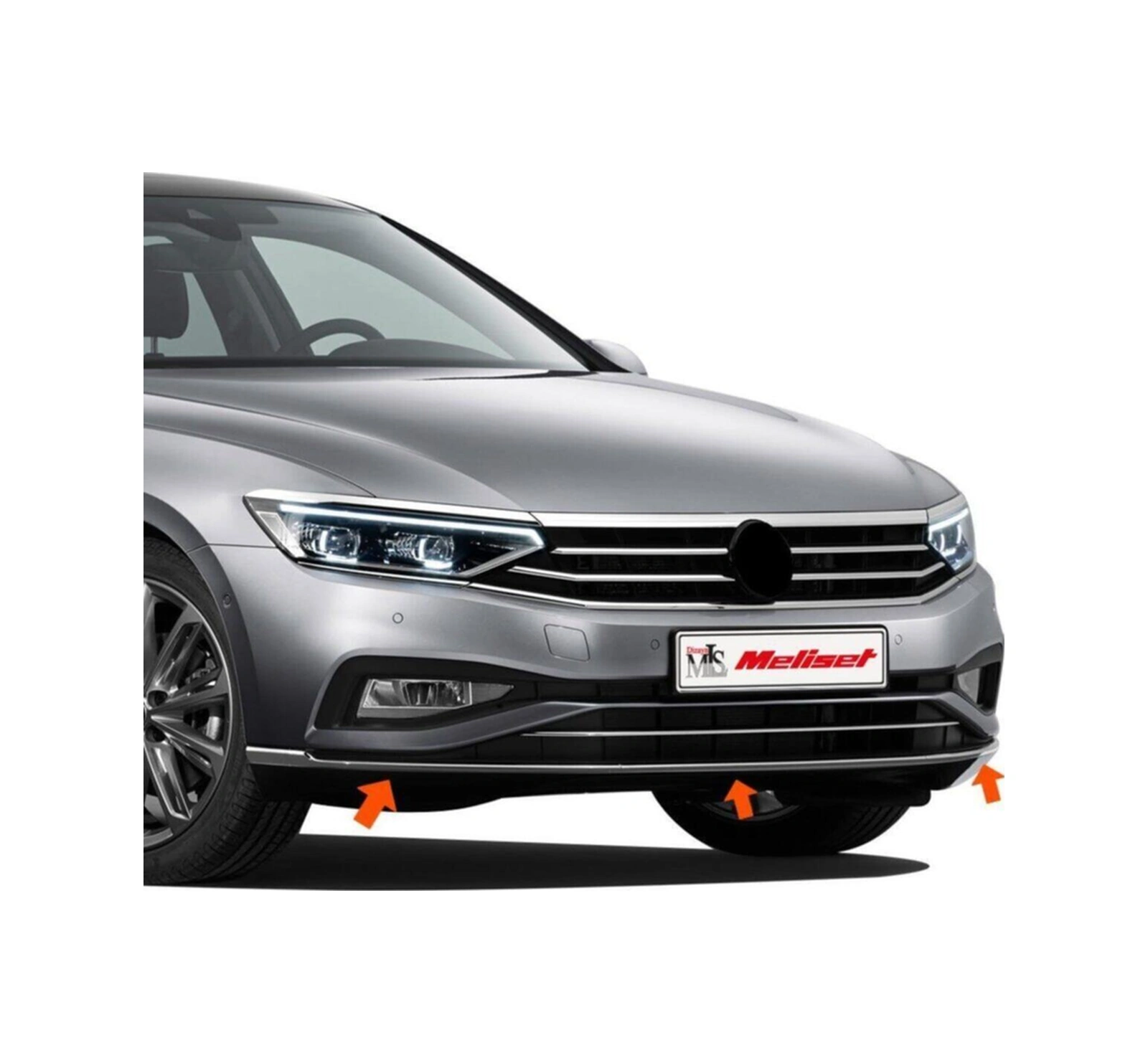 Ueskrom Vw Passat B8.5 Krom Ön Tampon Alt Çıtası 3 Parça 2019 Ve Sonrası