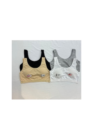 Giysem Underwear Pedli 4'lü, Beyaz, Ten, Gri Ve Siyah Kalın Askı Pamuklu Kadın Yarım Atlet Çok Renkli