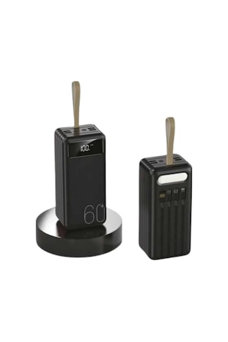 Powerbank 60.000 Mah Taşınabilir Şarj Hızlı El Fenerli Dijital Göstergeli Altın
