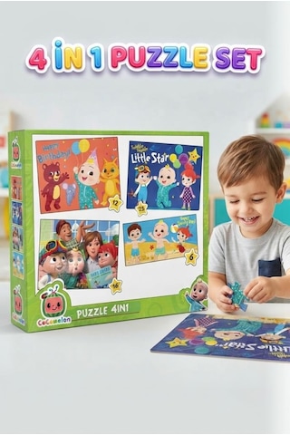 4'ü 1 Arada Eğitici Puzzle Seti Eğlence Dolu 4'lü Puzzle Seti Farklı Görseller İle Sınırsız Heyecan